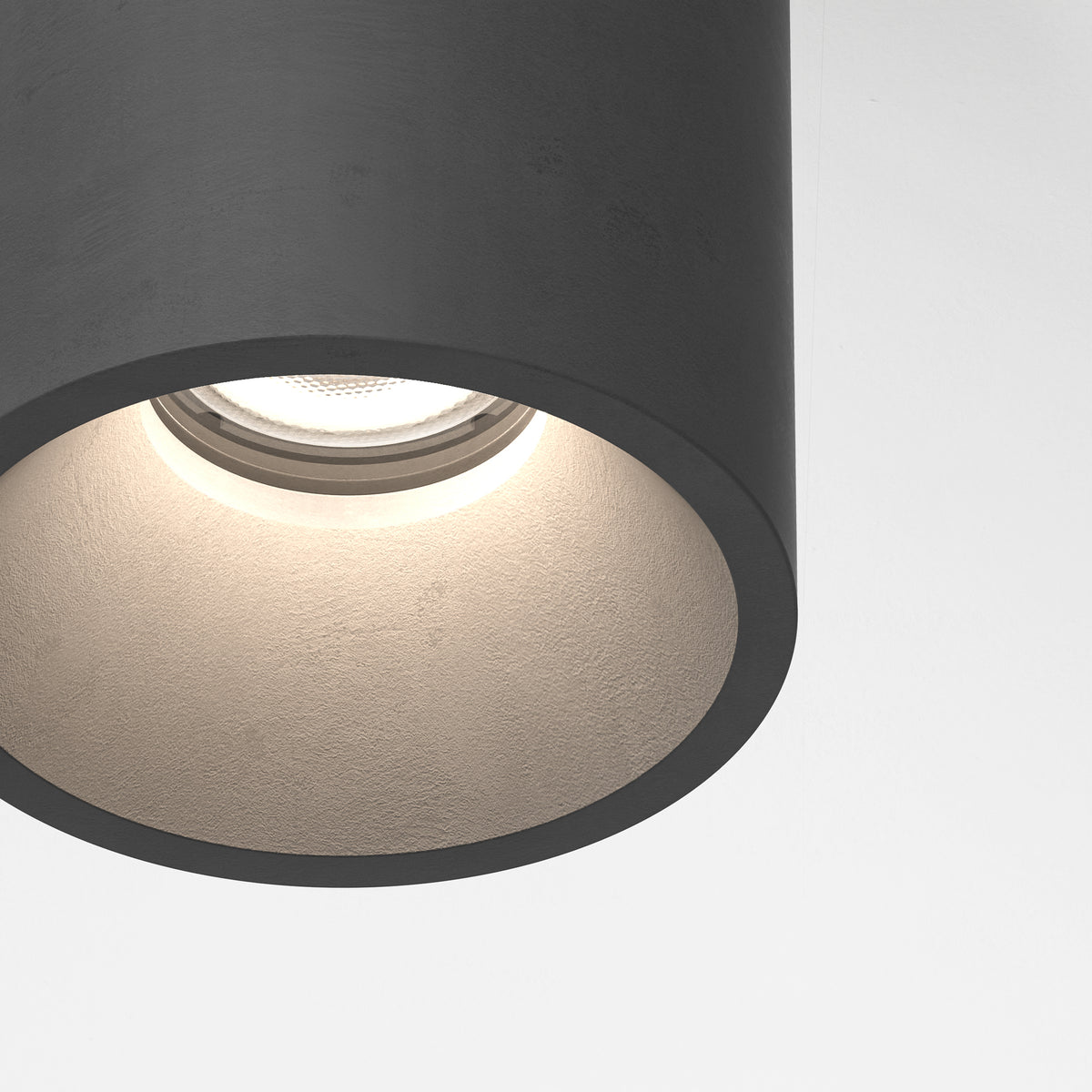 Kos Surface Mounted Coastal Round Downlight in Charcoal Concrete