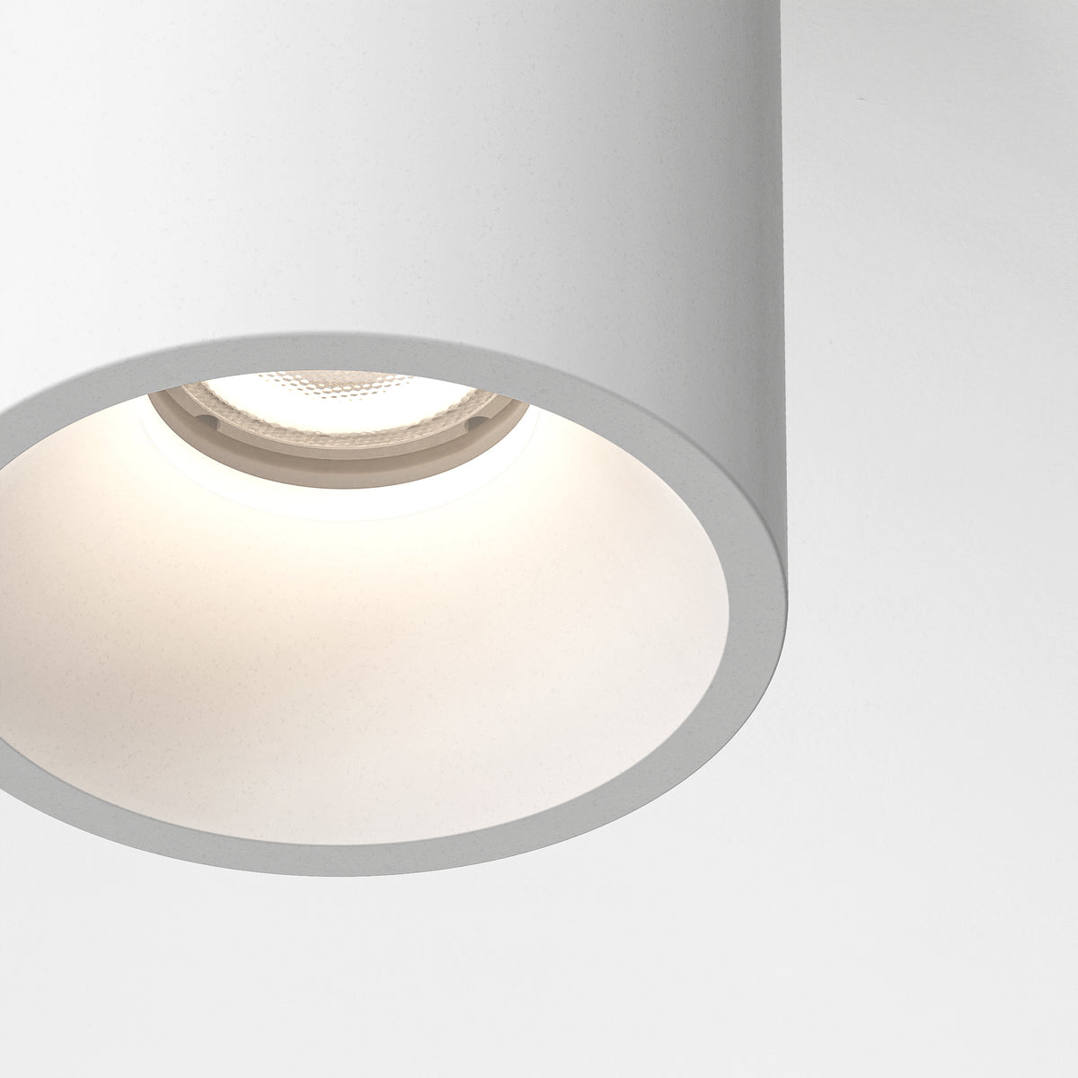 Kos Surface Mounted Coastal Round Downlight in White Concrete