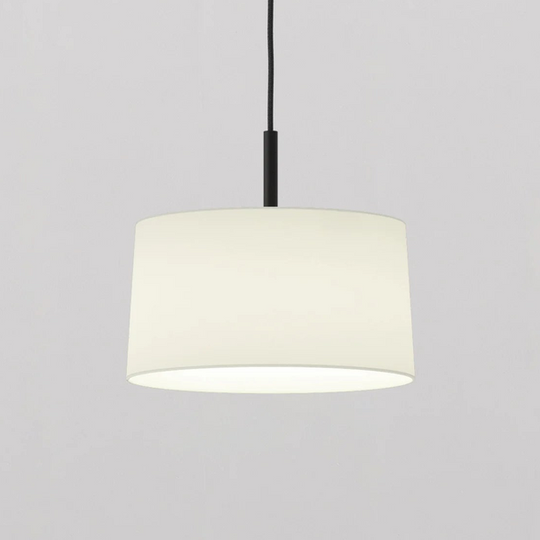 Pendant in Matt Black with Tapered 320 Pendant Shade in White
