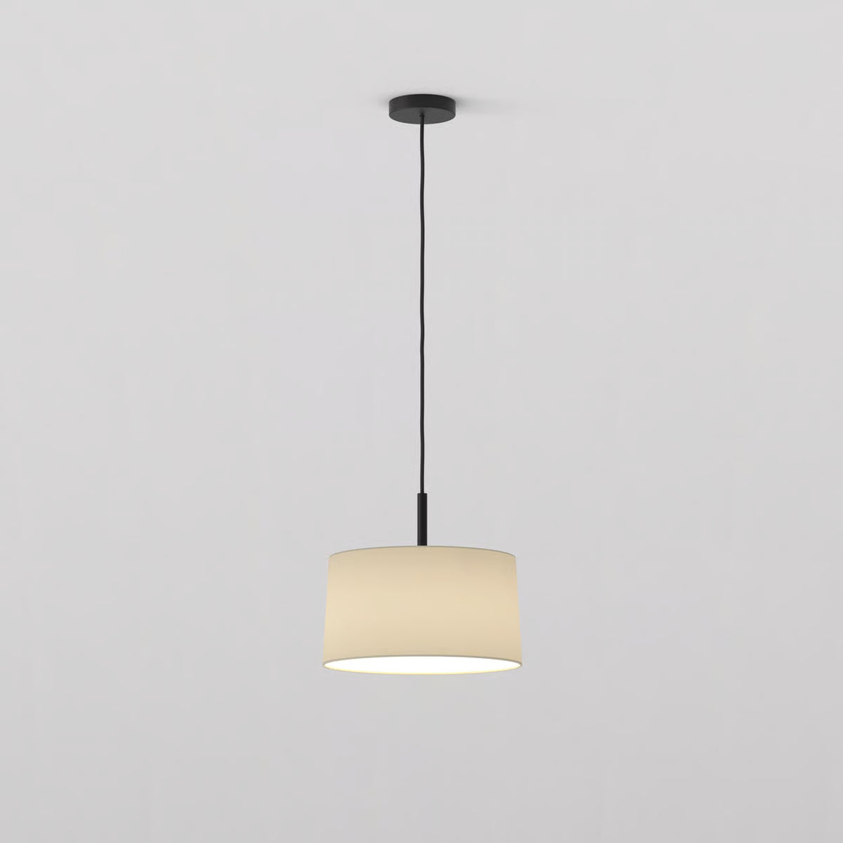 Pendant in Matt Black with Tapered 320 Pendant Shade in Putty