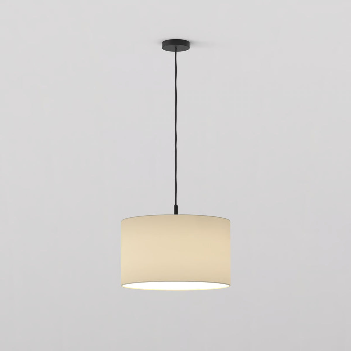 Astro Pendant in Matt Black with Drum 420 Shade in Putty