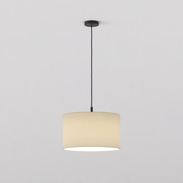 Pendant in Matt Black with Drum 420 Shade in Putty