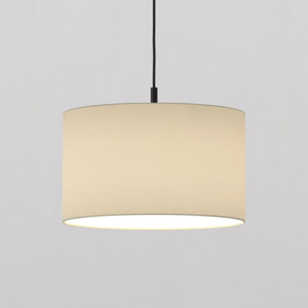 Pendant in Matt Black with Drum 420 Shade in Putty
