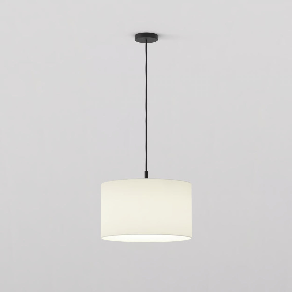 Astro Pendant in Matt Black with Drum 420 Shade in White