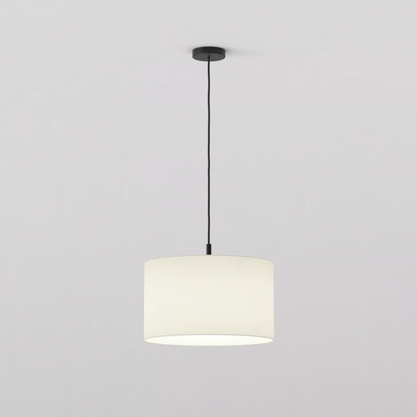 Pendant in Matt Black with Drum 420 Shade in White