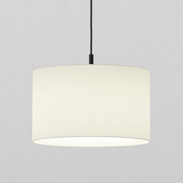 Pendant in Matt Black with Drum 420 Shade in White