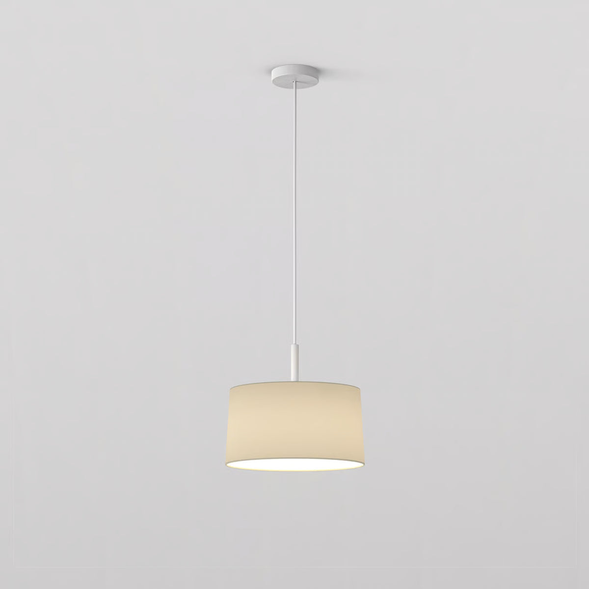 Pendant in Matt White with Tapered 320 Pendant Shade in Putty