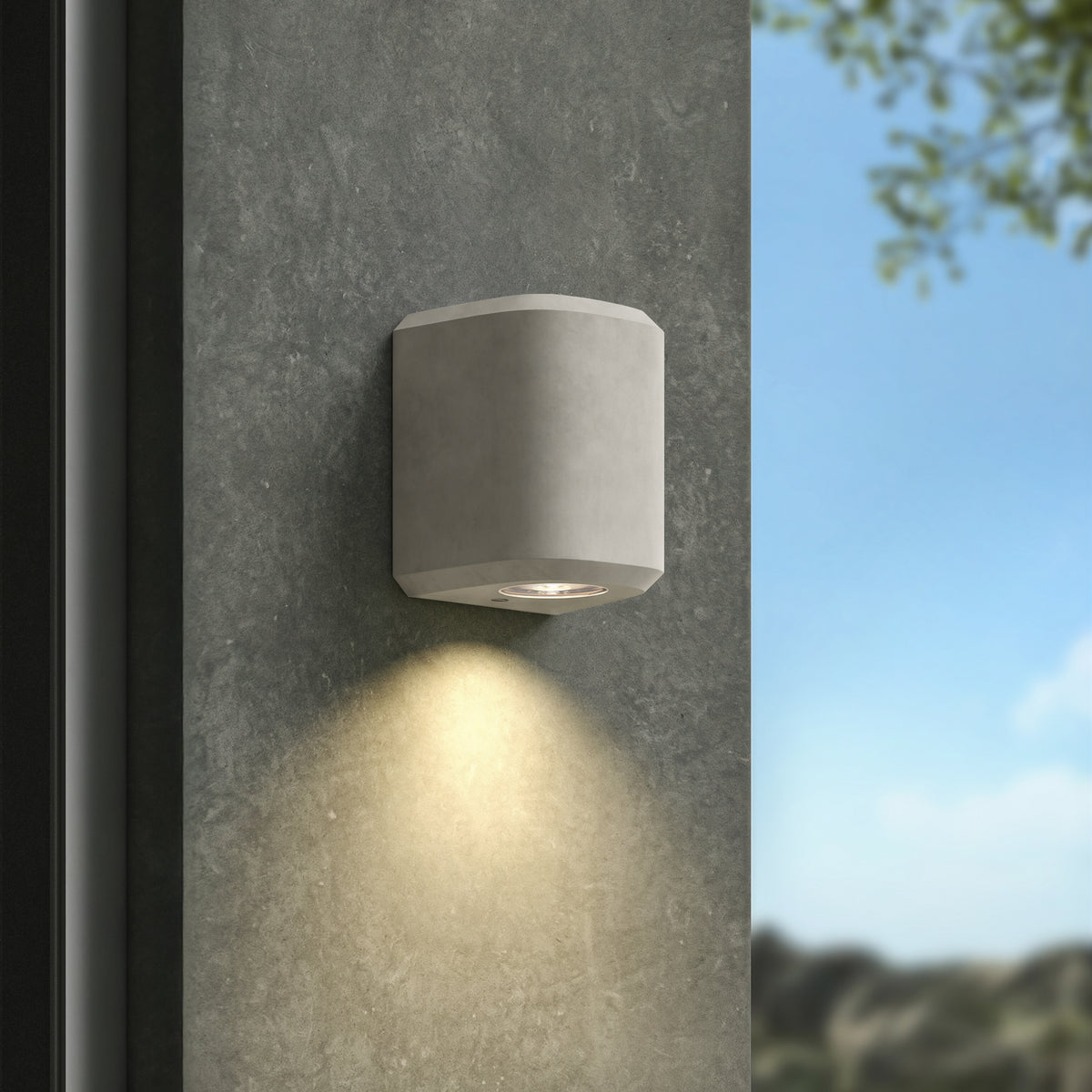 Brixham IP44 Exterior Coastal Wall Light in Grey Concrete