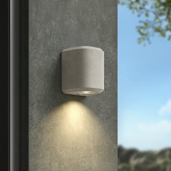 Brixham IP44 Exterior Coastal Wall Light in Grey Concrete