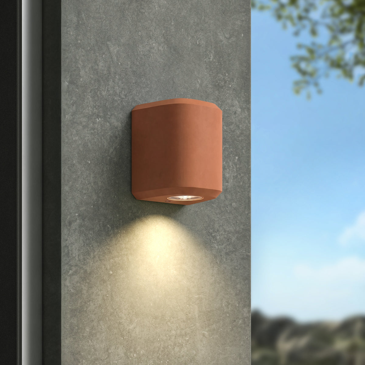 Brixham IP44 Exterior Coastal Wall Light in Terracotta Concrete