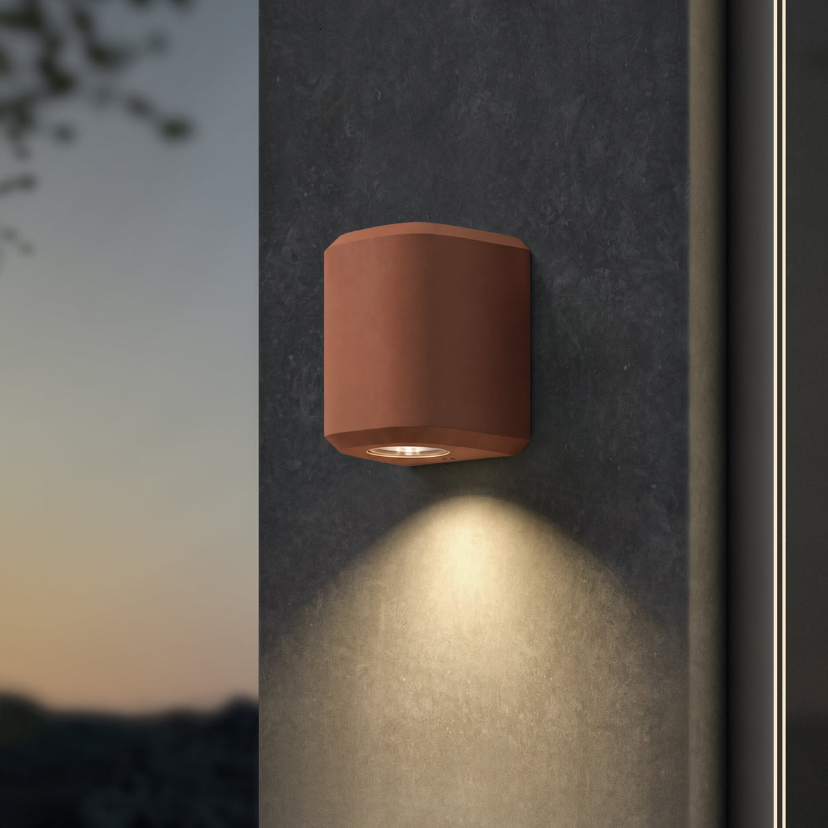 Brixham IP44 Exterior Coastal Wall Light in Terracotta Concrete