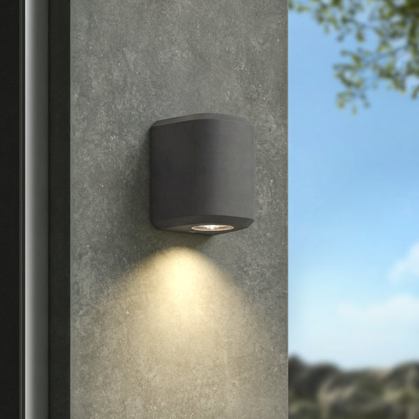 Brixham IP44 Exterior Coastal Wall Light in Charcoal Concrete