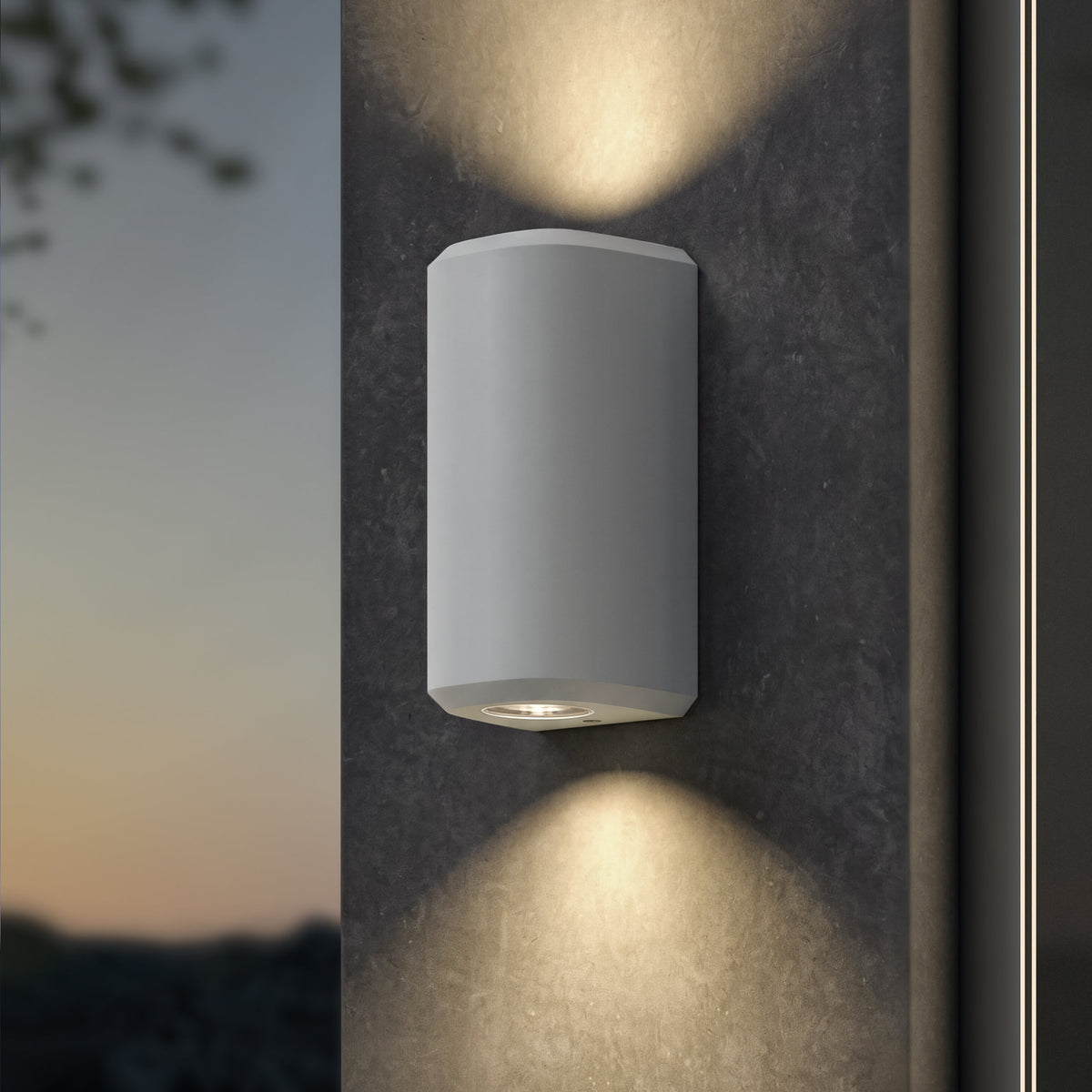 Brixham IP44 Exterior Coastal Up & Down Wall Light in White Concrete