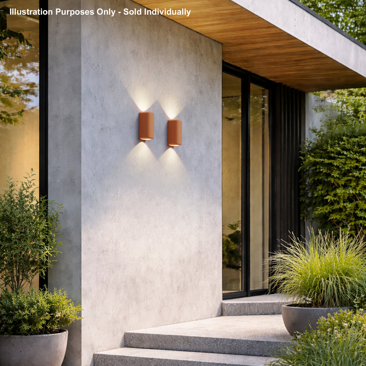 Brixham IP44 Exterior Coastal Up & Down Wall Light in Terracotta Concrete