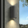 Brixham IP44 Exterior Coastal Up & Down Wall Light in Charcoal Concrete