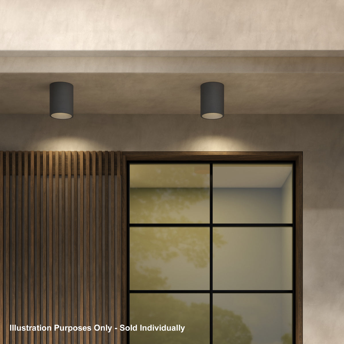Kos Surface Mounted Coastal Round Downlight in Charcoal Concrete