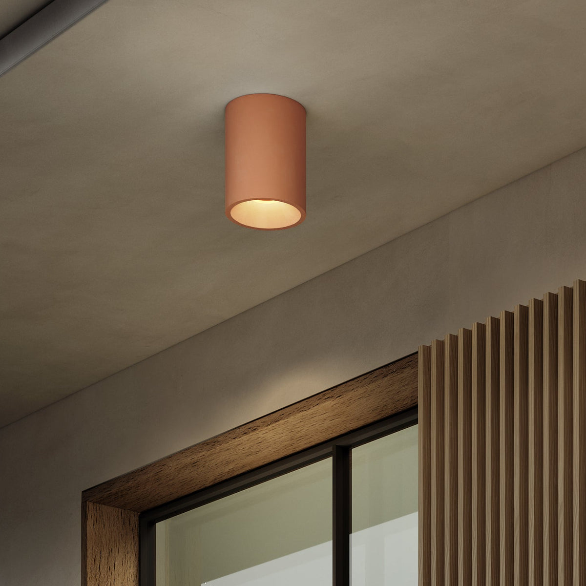 Kos Surface Mounted Coastal Round Downlight in Terracotta Concrete