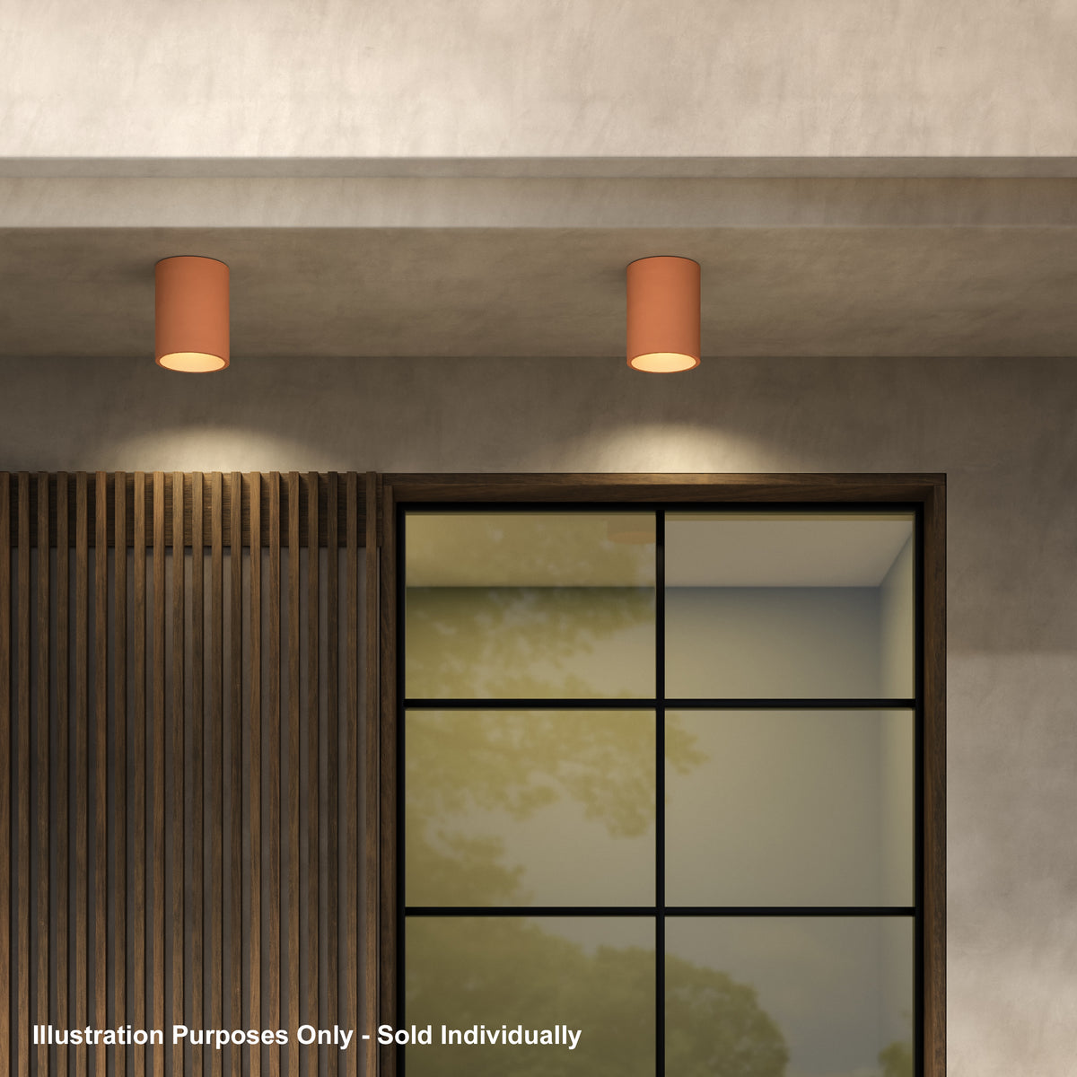 Kos Surface Mounted Coastal Round Downlight in Terracotta Concrete