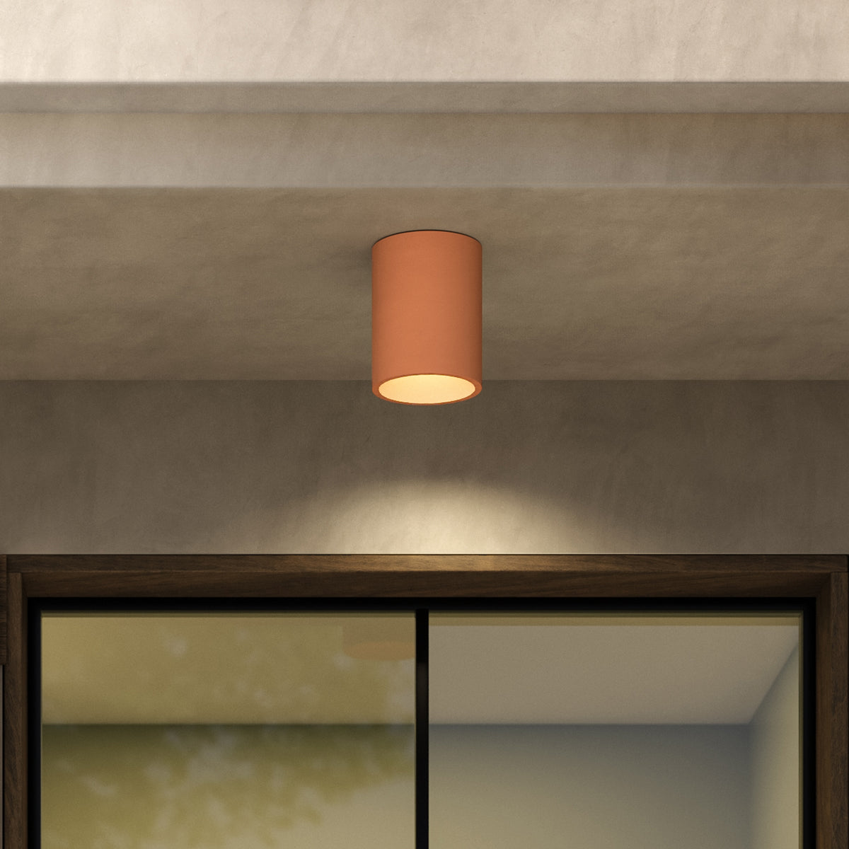 Kos Surface Mounted Coastal Round Downlight in Terracotta Concrete