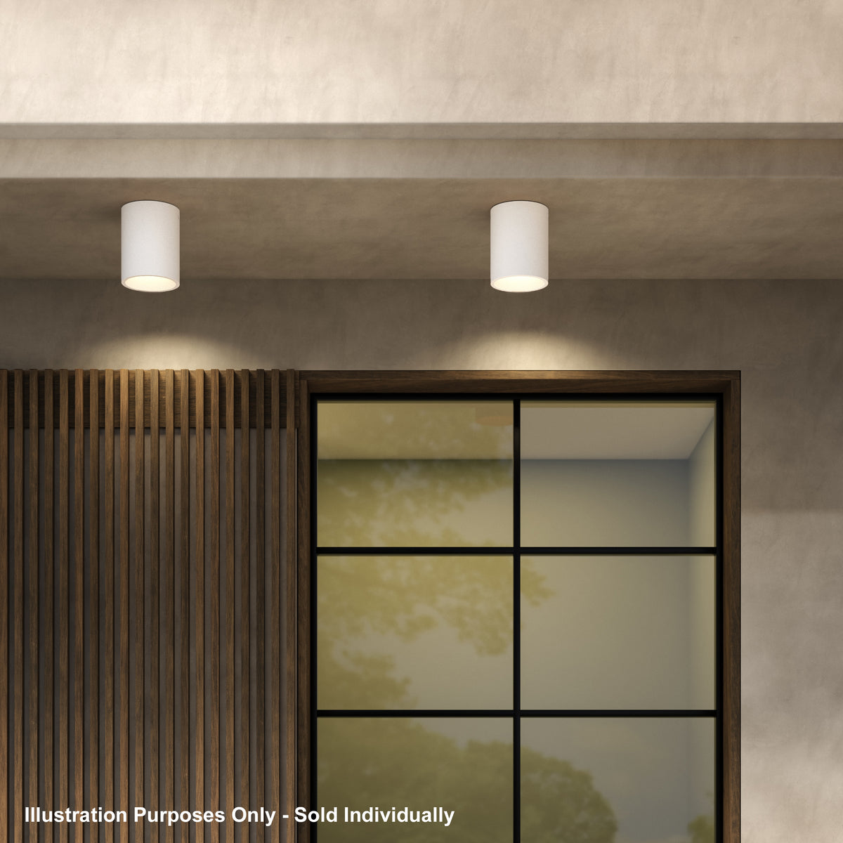 Kos Surface Mounted Coastal Round Downlight in White Concrete