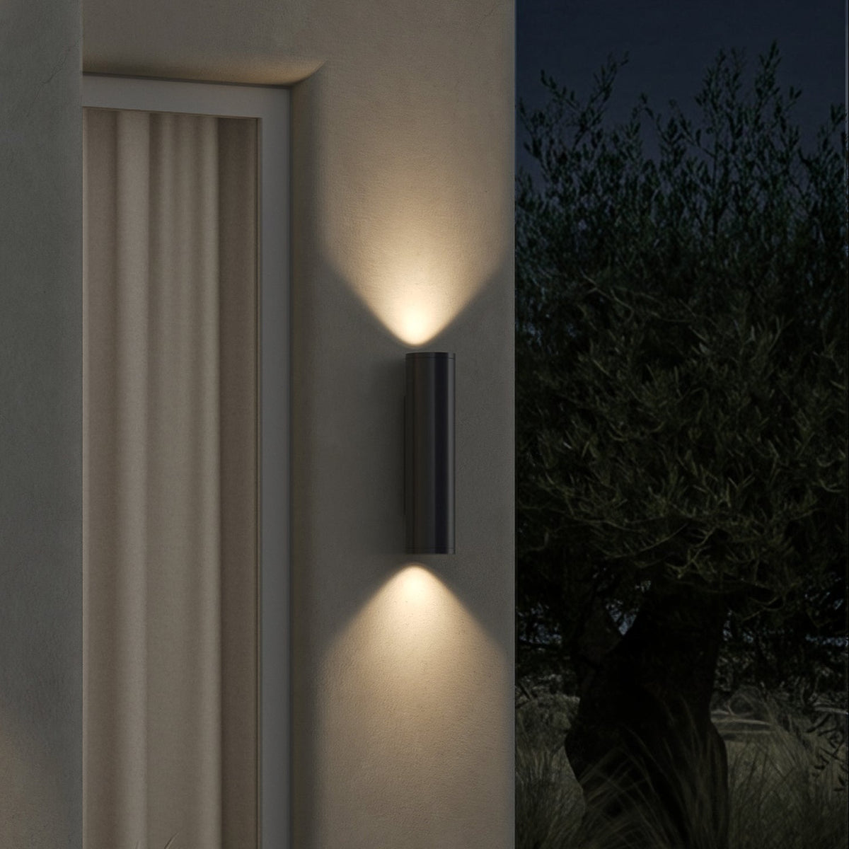 Ava 300 Coastal Up & Down Wall Light in Brushed Gun Metal Grey