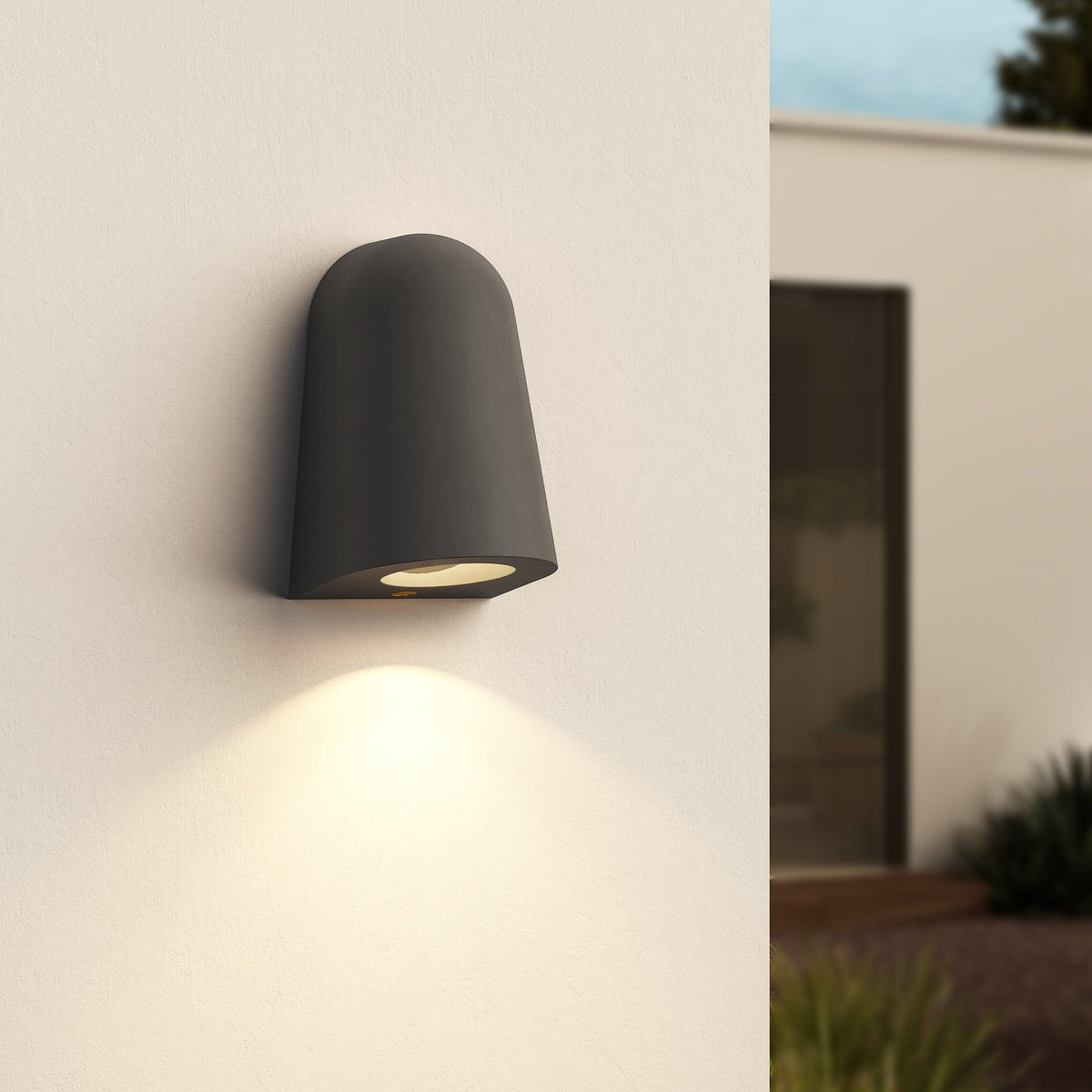 Mast IP44 Exterior Coastal Wall Light in Charcoal Concrete