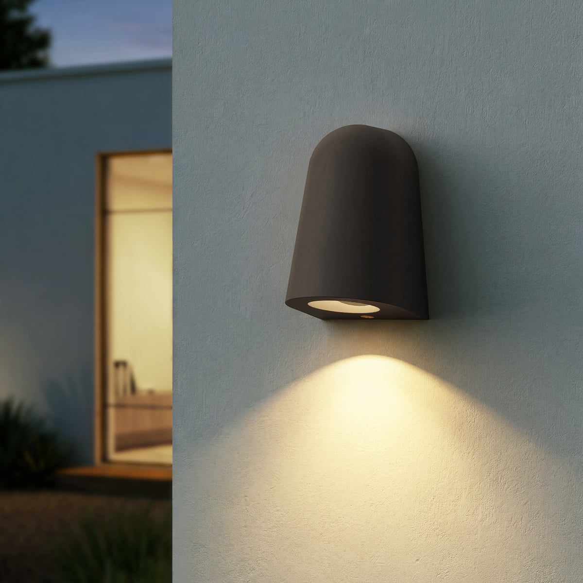 Mast IP44 Exterior Coastal Wall Light in Charcoal Concrete