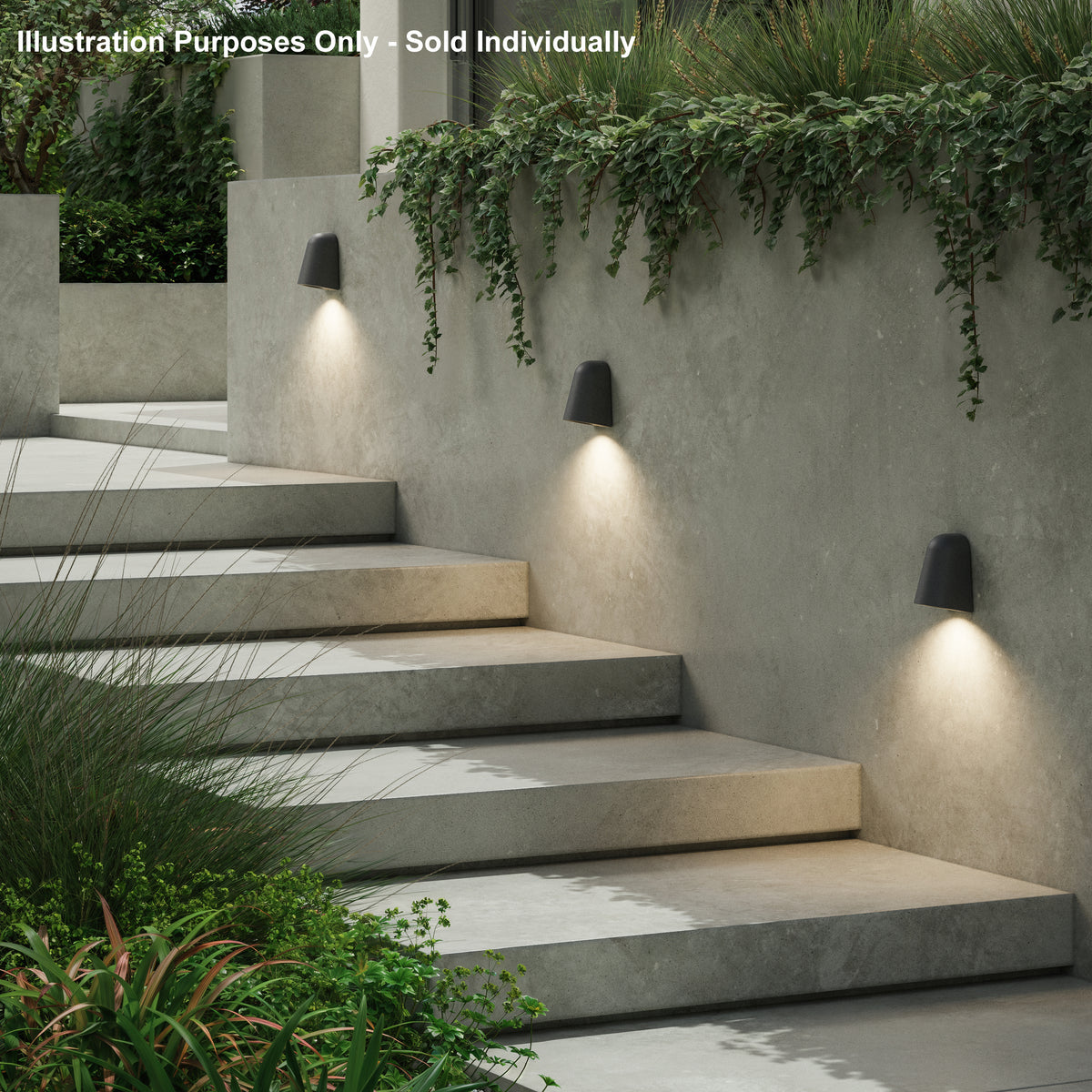 Mast IP44 Exterior Coastal Wall Light in Charcoal Concrete