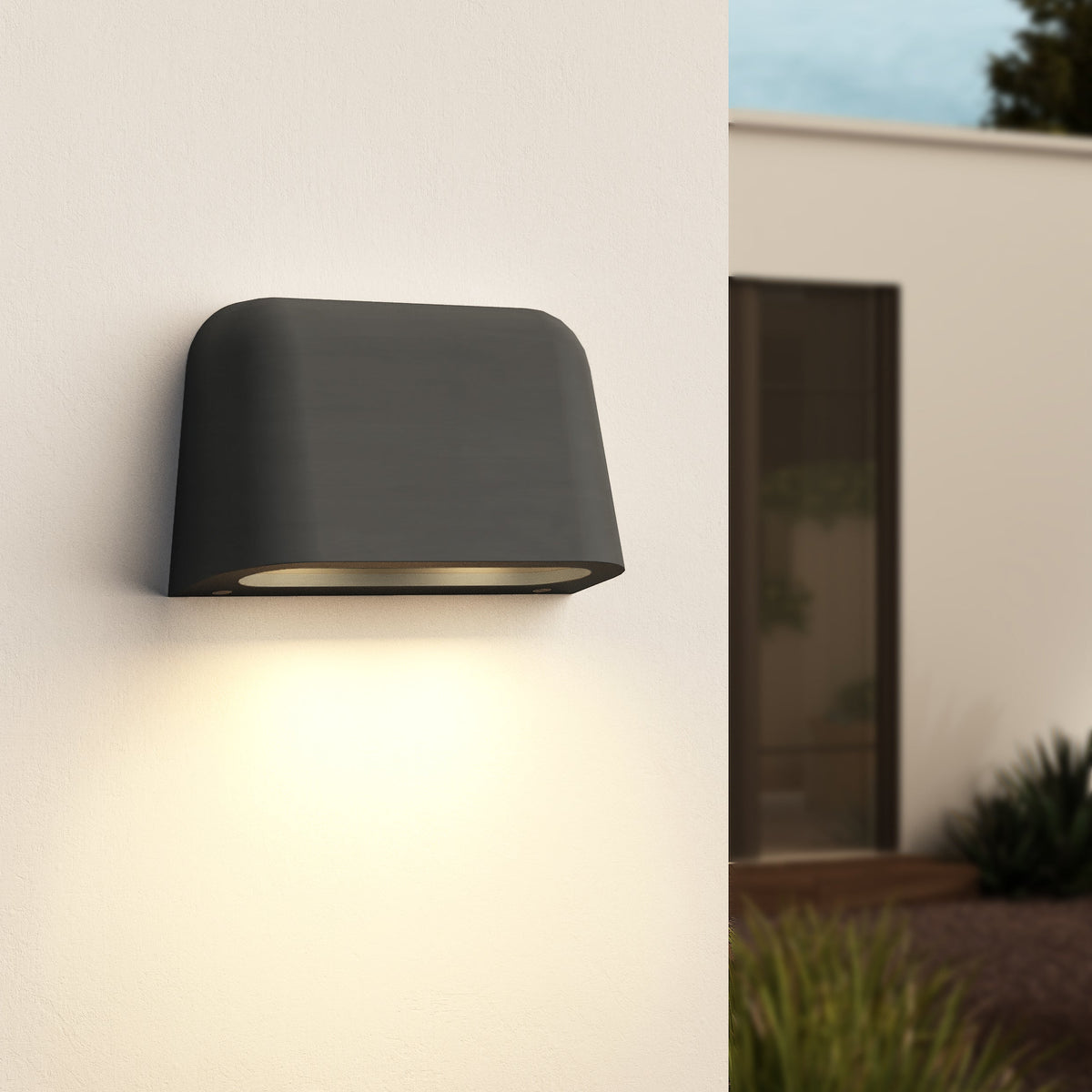 Mast Twin Exterior Coastal Wall Light in Charcoal Concrete