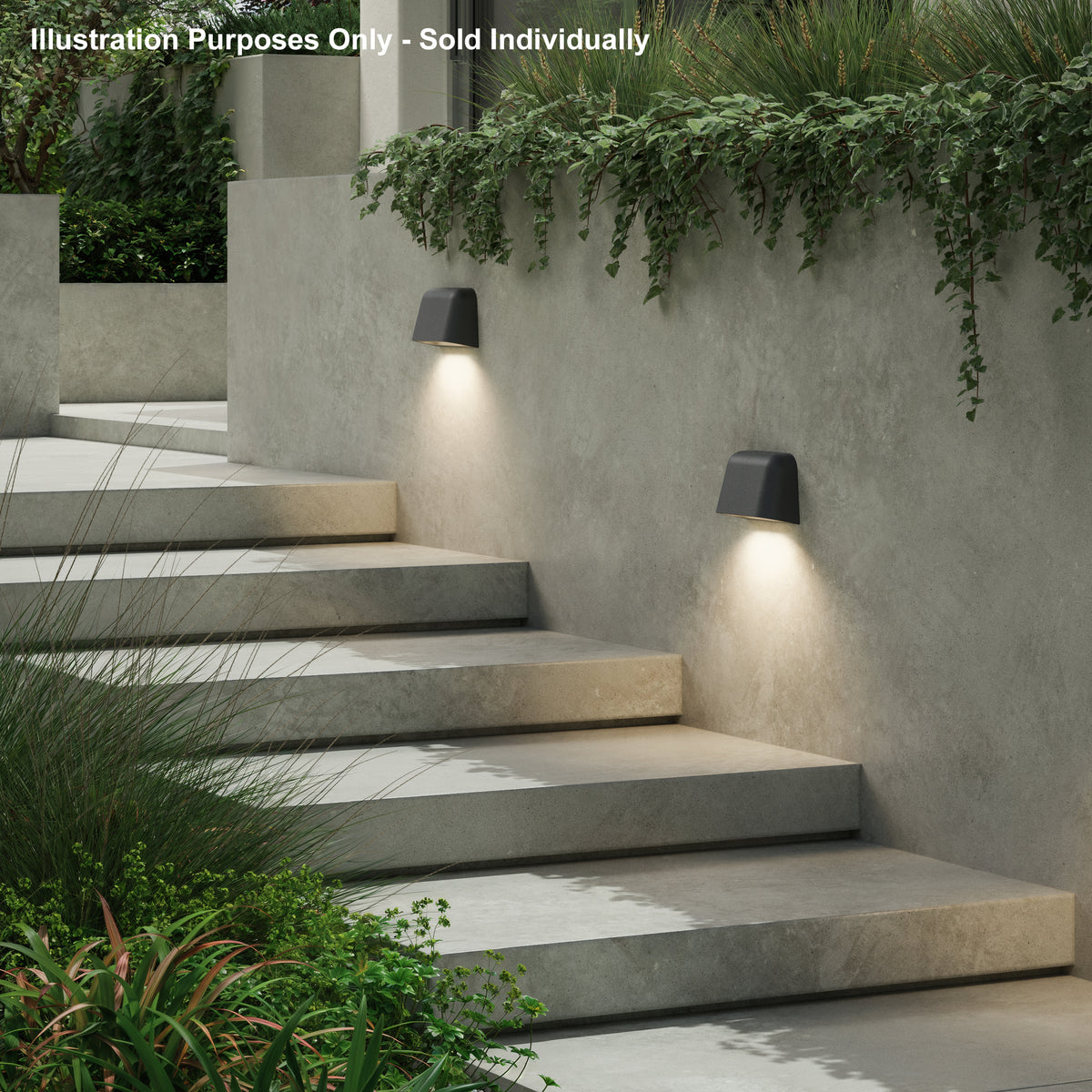 Mast Twin Exterior Coastal Wall Light in Charcoal Concrete