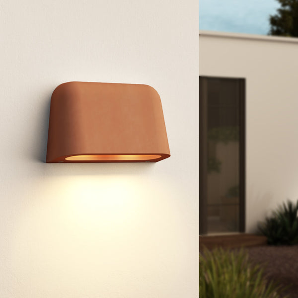Mast Twin Exterior Coastal Wall Light in Terracotta Concrete