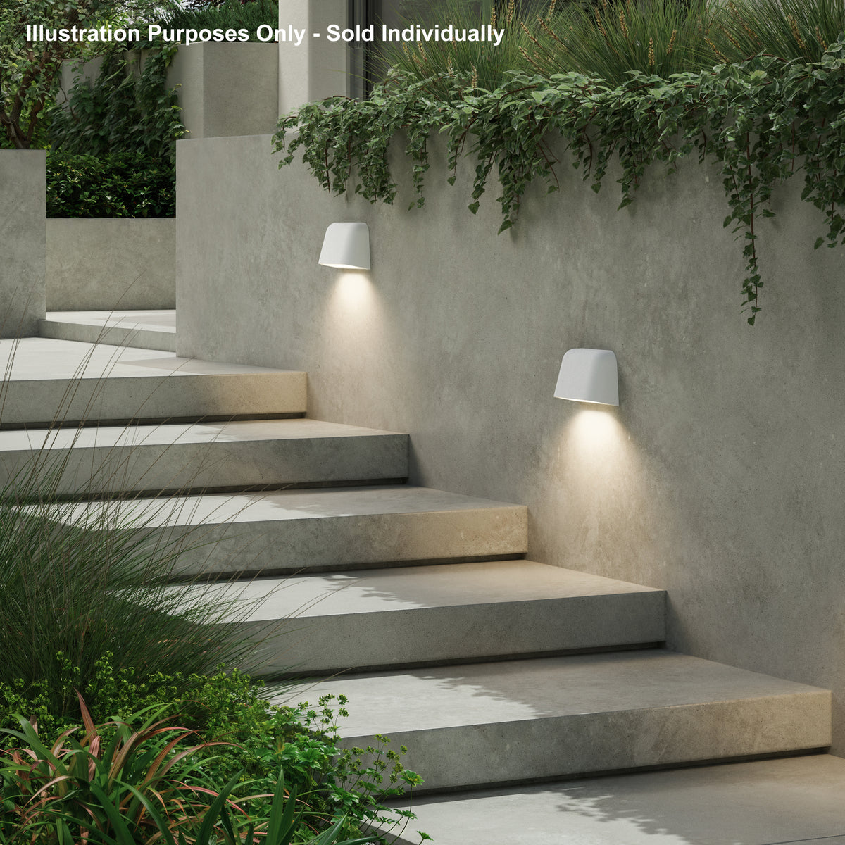 Mast Twin Exterior Coastal Wall Light in White Concrete