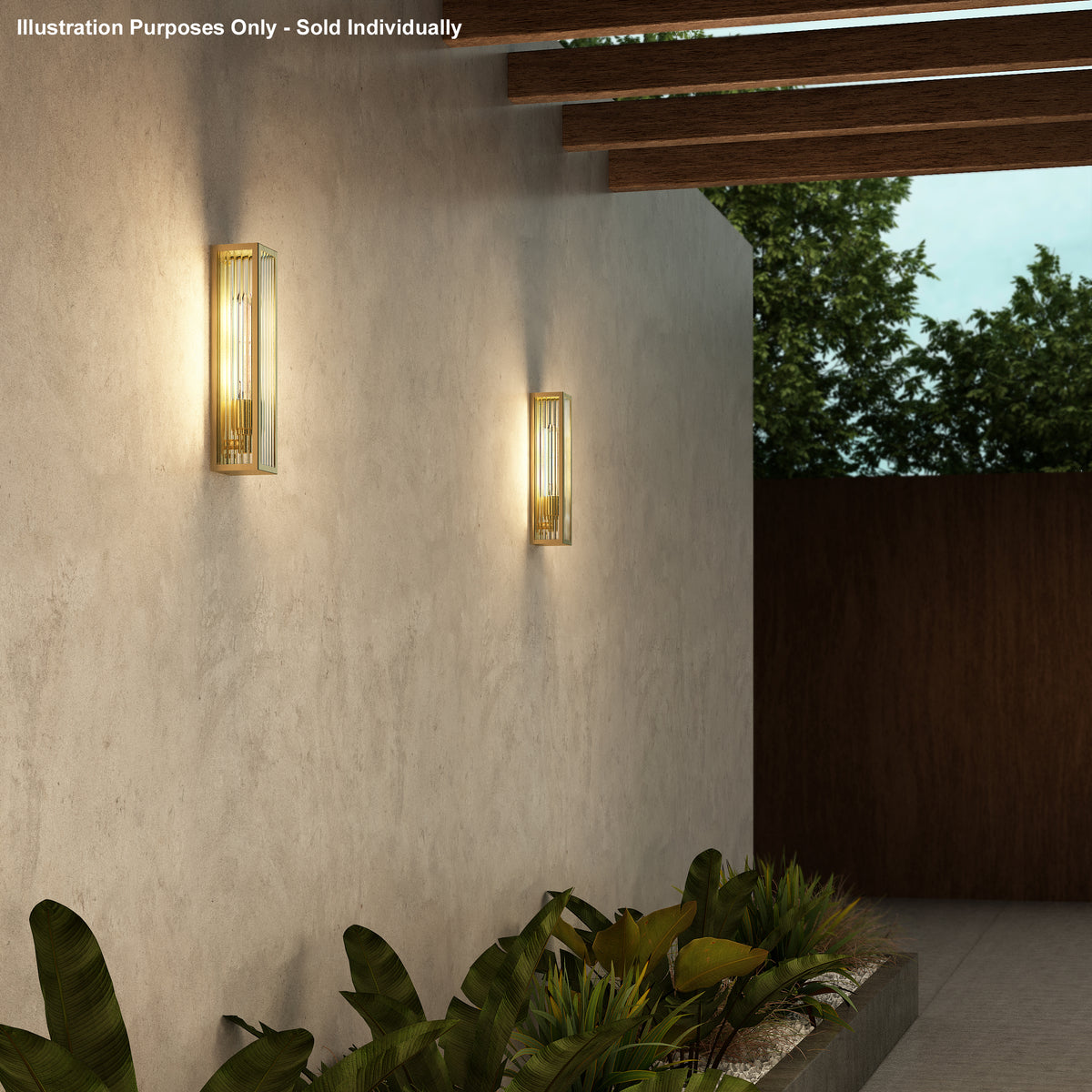 Harvard IP44 Coastal Wall Light in in Brushed Brass with Ribbed Glass