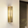 Harvard IP44 Coastal Wall Light in in Brushed Brass with Ribbed Glass