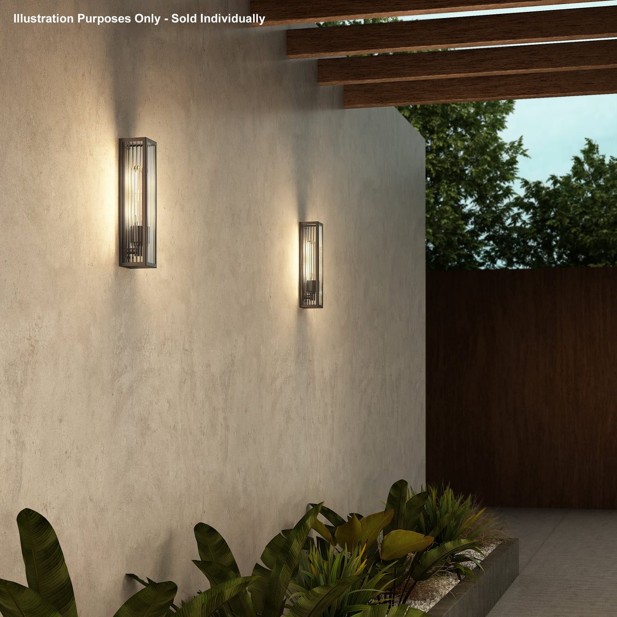 Harvard IP44 Coastal Wall Light in in Brushed Gun Metal Grey with Ribbed Glass