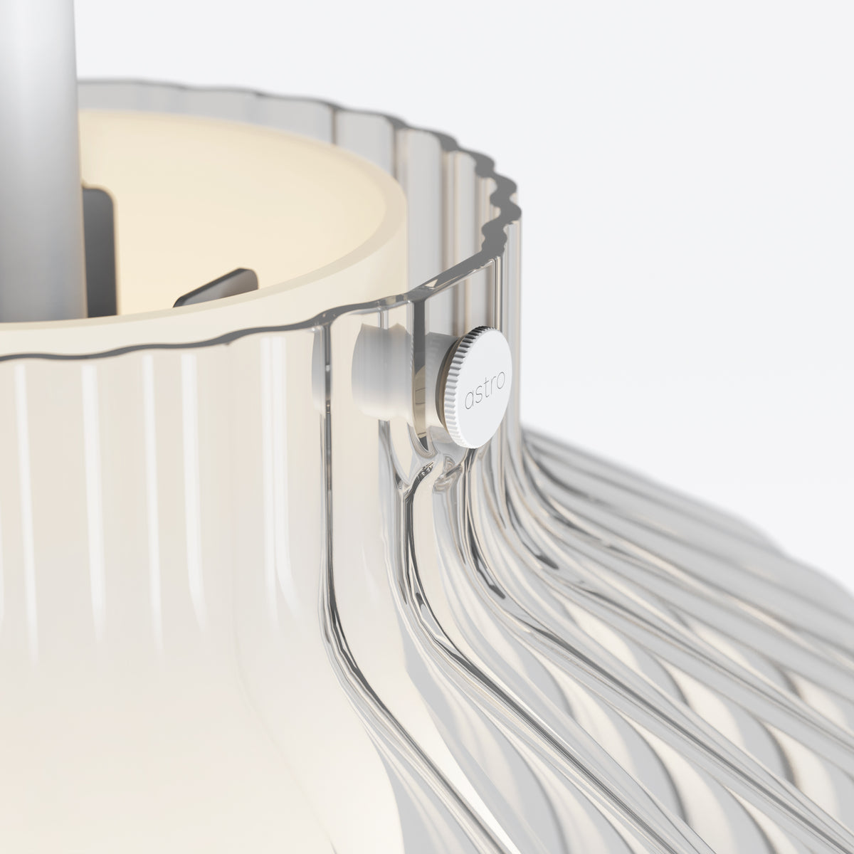 Toro Pendant in Matt White with Ribbed Clear Glass Shade
