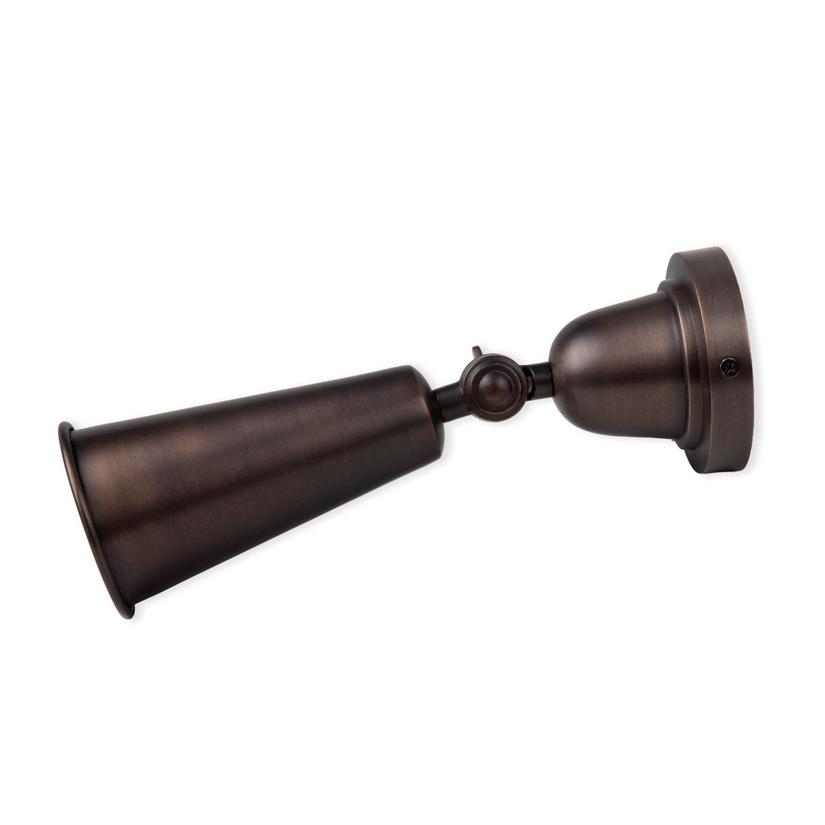 Longborough wall spotlight in antique bronze shown on a white background