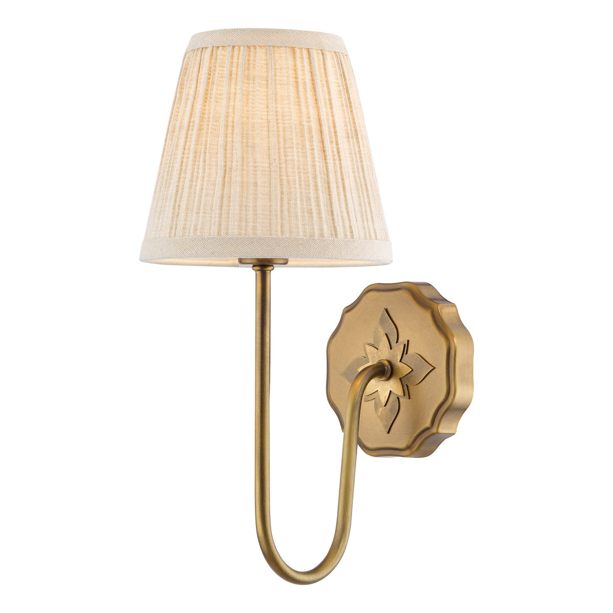 Adyara Wall Light in Antique Bronze With Linen Pleated Shade