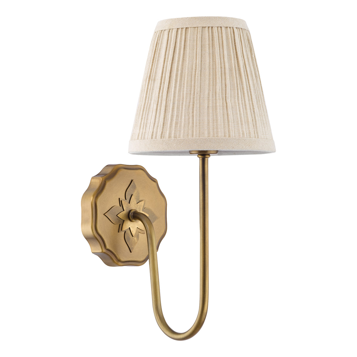 Adyara Wall Light in Antique Bronze With Linen Pleated Shade