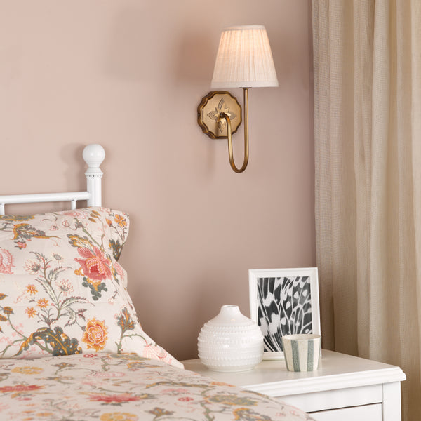 Adyara Wall Light in Antique Bronze with Pleated Linen Shade