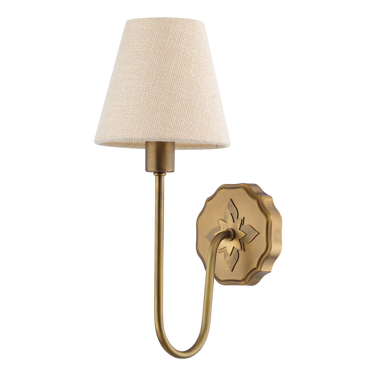 Adyara Wall Light in Antique Bronze With Tapered Linen Shade