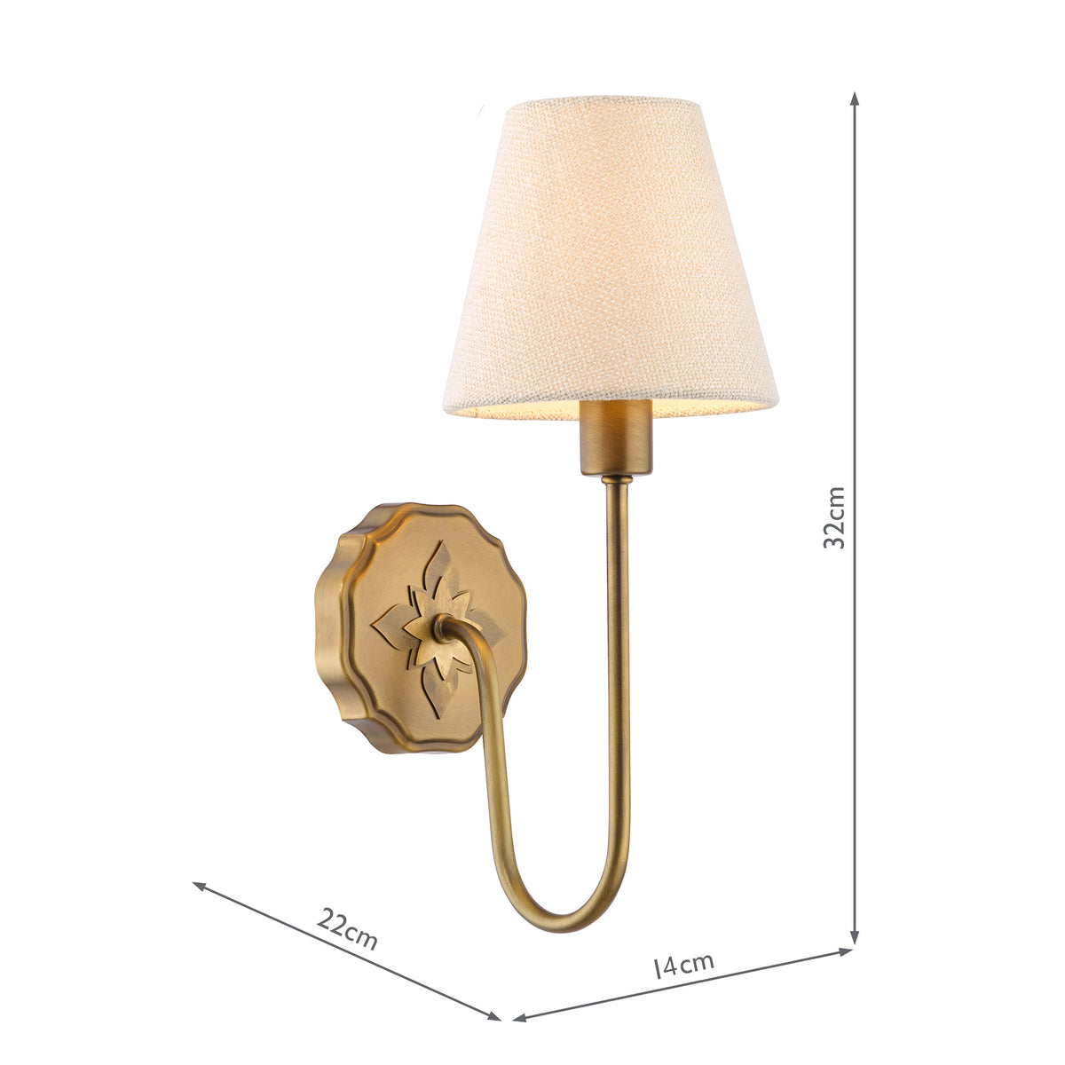 Adyara Wall Light in Antique Bronze With Tapered Linen Shade