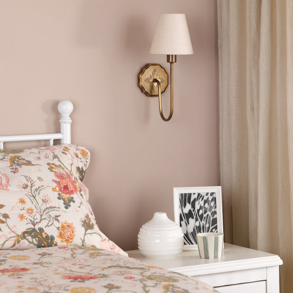 Adyara Wall Light in Antique Bronze with Tapered Linen Shade