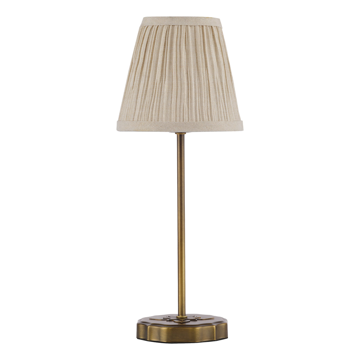 Twin Pack of Adyara Antique Brass Table Lamps with Pleated Linen Shade