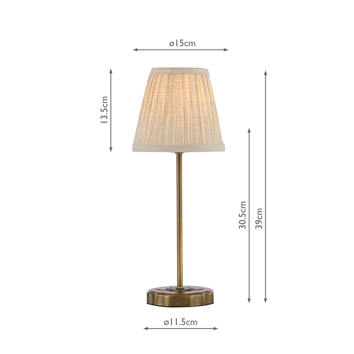 Twin Pack of Adyara Antique Brass Table Lamps with Pleated Linen Shade