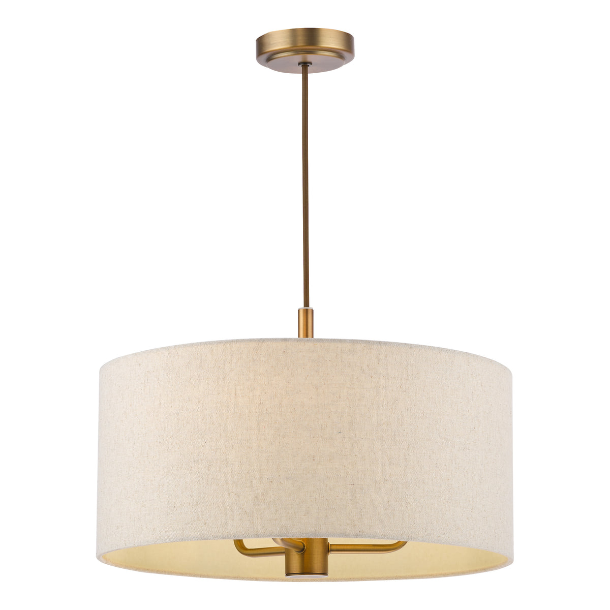 Aelin Three Light Pendant in Matt Bronze With Natural Linen Shade