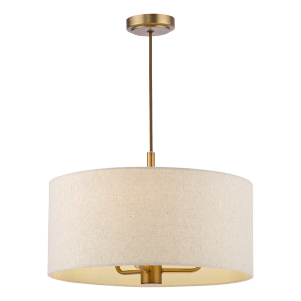 Aelin Three Light Pendant in Matt Bronze With Natural Linen Shade