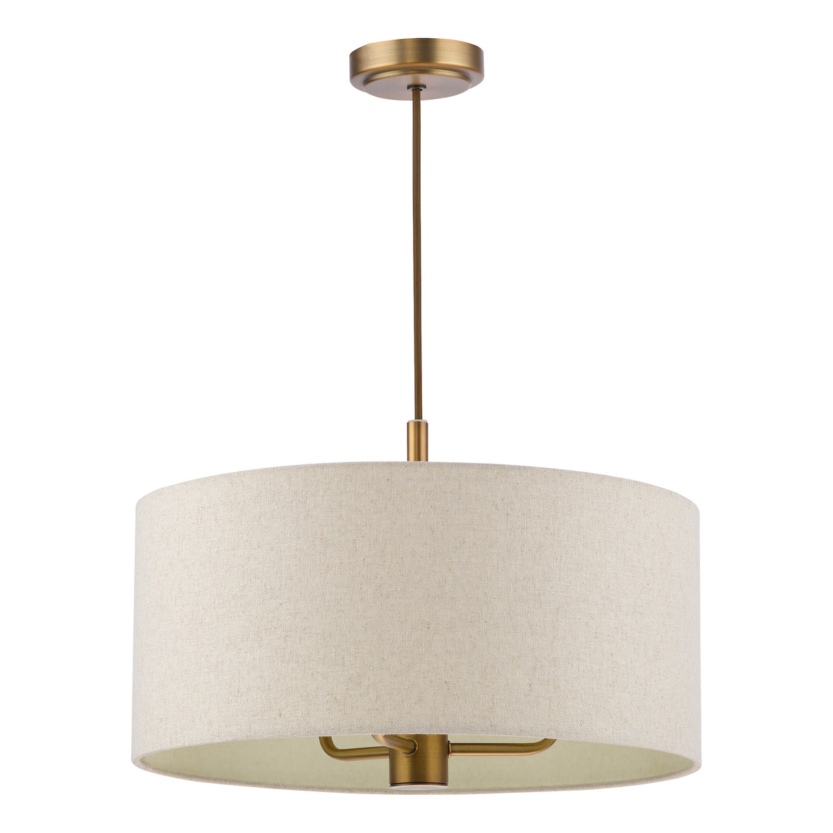 Aelin Three Light Pendant in Matt Bronze With Natural Linen Shade