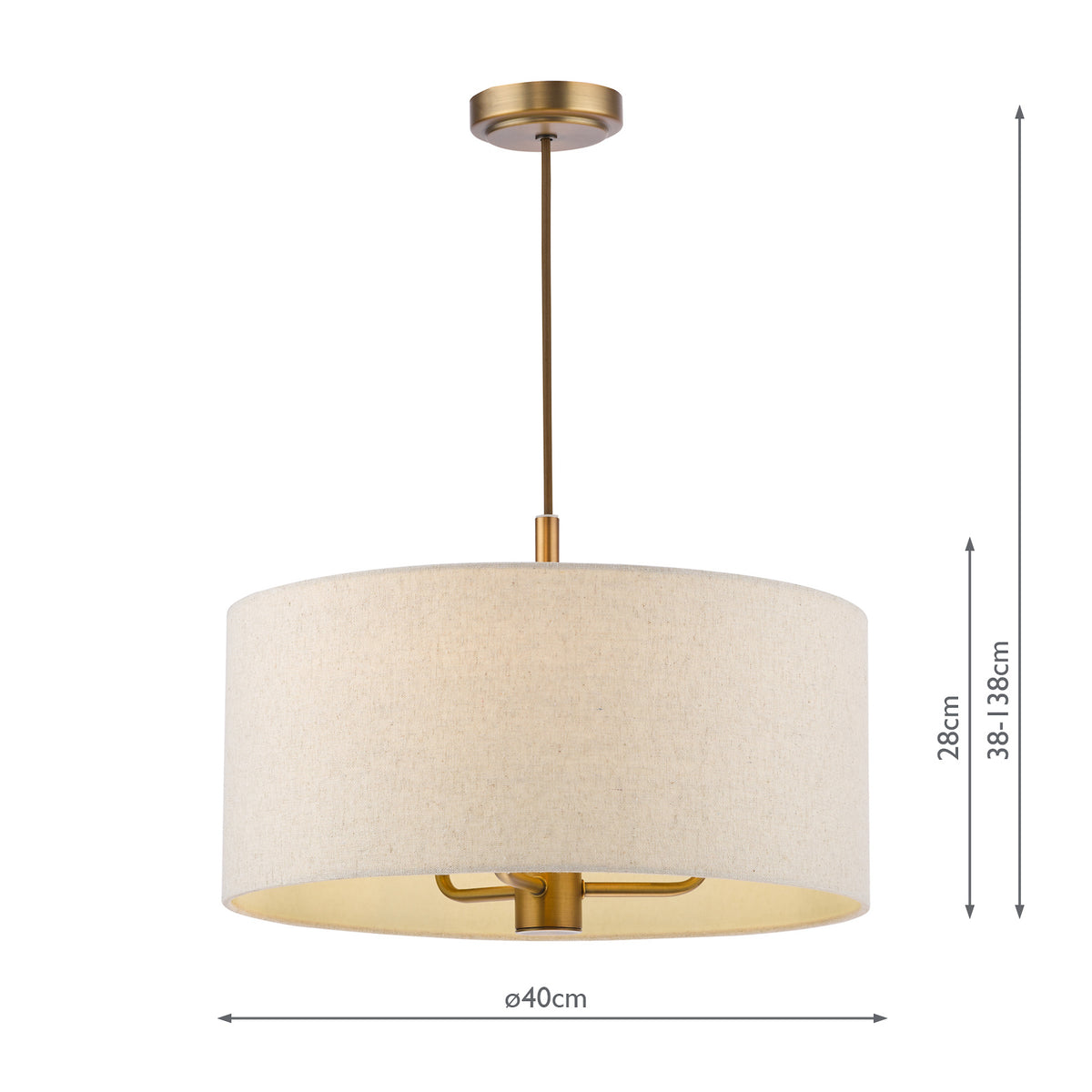 Aelin Three Light Pendant in Matt Bronze With Natural Linen Shade