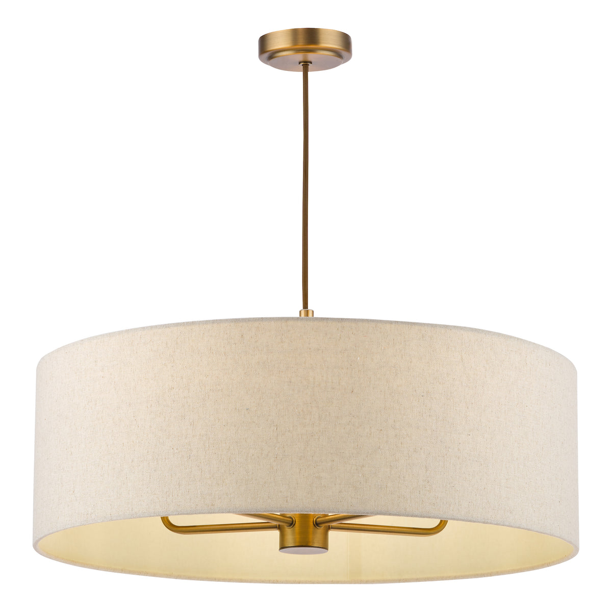 Aelin Five Light Pendant in Matt Bronze With Natural Linen Shade